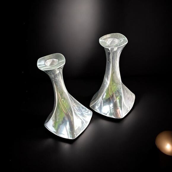 New -Pair Of Lenox Candlestick Silver Tone 8” IN Aero Candle Holder Twisted - Picture 4 of 10